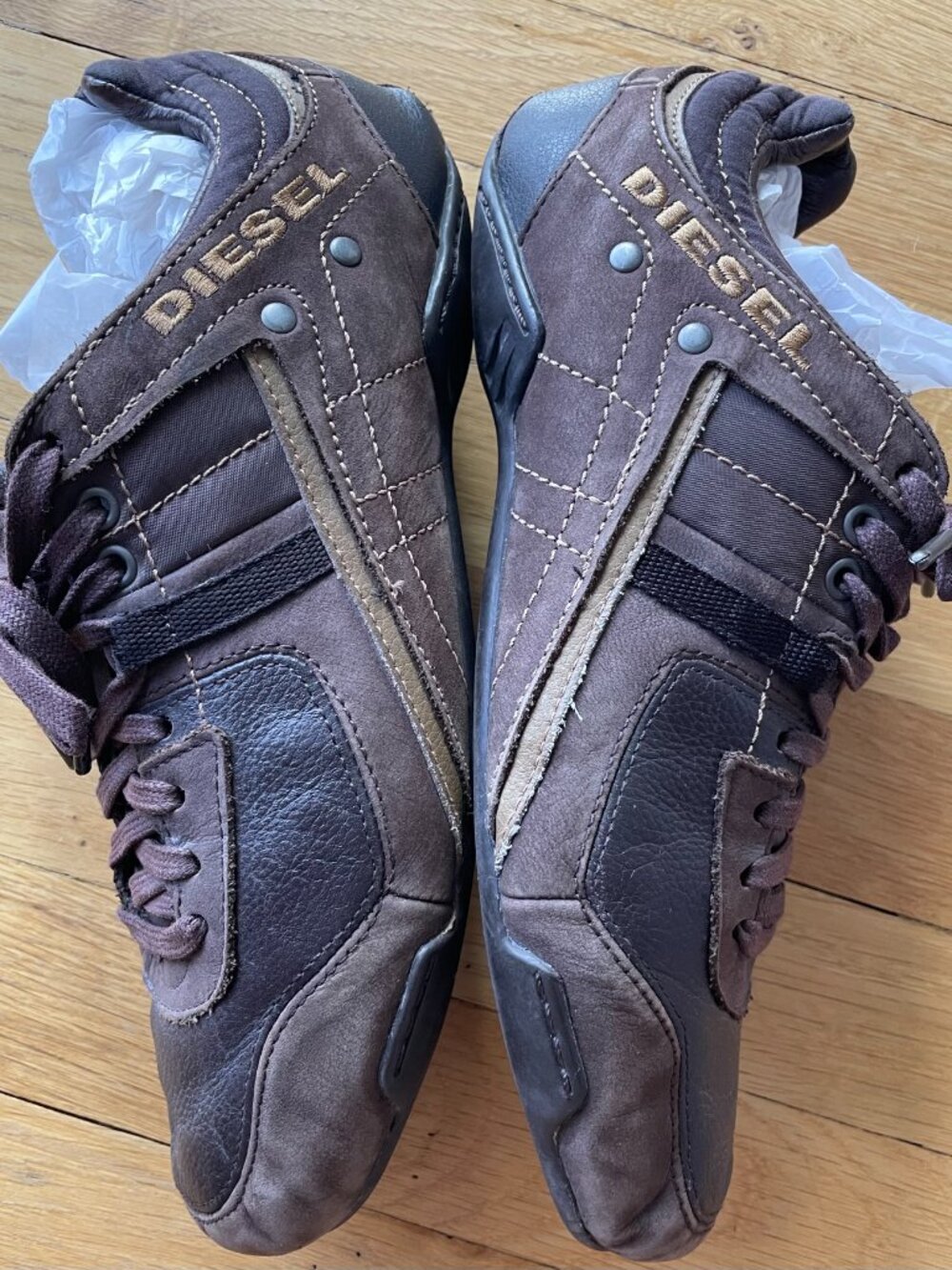 Vintage Diesel Korbin II Shoes Mens Size 9 Brown Leather Y2K Streetwear Sneakers